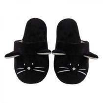 Chinelo de Quarto Infantil 25/26 Poliéster Gato Preto Basic+ Macio e Térmico