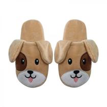 Chinelo de Quarto Infantil 27/28 Poliéster Cachorro Cinza Basic+ Macio
