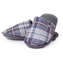 Chinelo de Quarto Masculino Fechado Xadrez Azul Moletinho - 10.08.016 Chinelo de Quarto Masculino Fechado Xadrez Azul Moletinho - 10.08.016