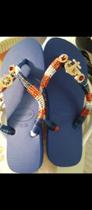 Chinelo decorado 37/38azul marinho
