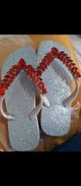 Chinelo decorado 39/40 brilhosa