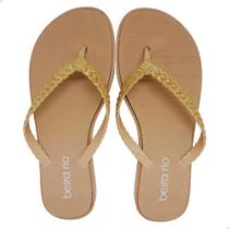 Chinelo dedo feminino com glitter beira rio original nude