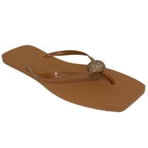 Chinelo Dedo Feminino Sua Cia Confortável Strass Emborrachado