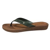 Chinelo Dedo Vegano Caramelo Tira Verde Grossa Solado Alto