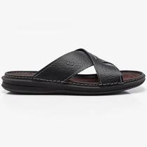 Chinelo Democrata Lazy Couro Masculino Preto - Chinelo Democrata Lazy Couro Masculino Preto -
