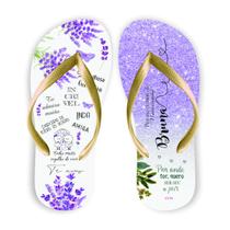 Chinelo Dia dos Namorados Presente para Namorada com Nome Personalizado Lavanda