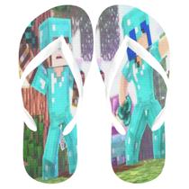 Chinelo do MineCraft Skin Azul . Lembrancinha do jogo e desenho infantil Mine craft. Presente do MiniCraft Infantil Min