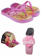 Chinelo e bone e relogio digital 2 a prova de agua da Barbie , um super presente para sua filha