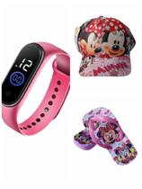 Chinelo e bone Minei mais relógio infantil digital .Perfeito para presentear a criança amada