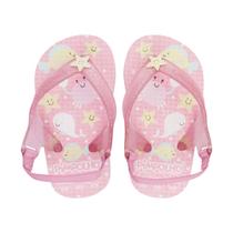 Chinelo Elástico Bebe Fundo do Mar Rosa Tam 17 a 23 Pimpolho