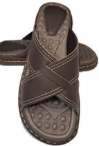 Chinelo Em Couro Legítimo Com Tiras Cruzadas Ortopédica Antistress Macies e Conforto