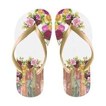 Chinelo Enfermagem Floral Listra azul Enfermeira