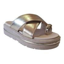 Chinelo F Plataforma Anel De Dedo Metalizado Bebecê T2230416