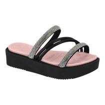 Chinelo Feminina Molekinha 2303.626 Salto Anabela Flat Brilho Tira