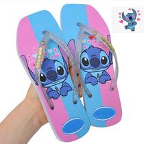 Chinelo Feminino Adulto e Infantil Rasteirinha Chinelo Stitch De Dedo Macio E Confortável