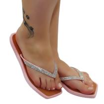 Chinelo Feminino Adulto Lola com brilho Rosê Cristal