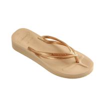 Chinelo Feminino Anabela Wedges Dourado Havaianas