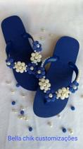 Chinelo feminino azul com pedrinha Chinelo feminino azul com pedrinha