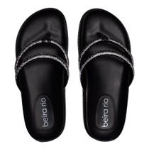 Chinelo Feminino Beira Rio Flatform de Dedo com Strass Preto