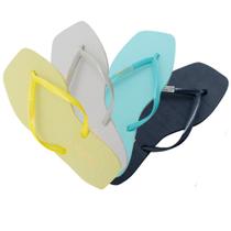 Chinelo Feminino Borracha Quadrado Liso Tiras Kit 4