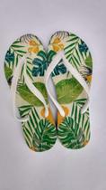 Chinelo Feminino Branco com Folhas