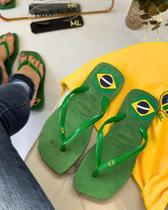 Chinelo Feminino Brasil Verde Sandália Casual Confortável Chinelo Feminino Brasil Verde Sandália Casual Confortável