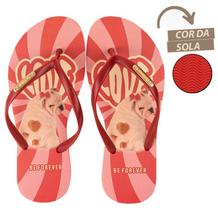 Chinelo Feminino Cachorro Bull Dog - Rafitthy Be Forever - Vermelho