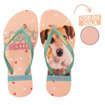 Chinelo Feminino Cachorro Caramelo (Adote um Pet) - Rafitthy - Verde e Rosê