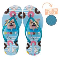 Chinelo Feminino Cachorro Lulu da Pomerânia (Spitz Alemão) - Rafitthy - Azul