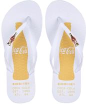 Chinelo feminino coca cola botella metalica cc3736 branco