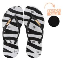 Chinelo Feminino com Estampa em Animal Print - Rafitthy - Preto e Branco