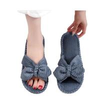 Chinelo Feminino Com Laço, Salto Baixo, Respirável, Antiderrapante, Aberto Na Frente, Sola Macia,