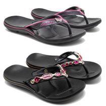 Chinelo feminino com pedra sandália de dedo ortopédico de borracha combo 2 pares Chinelo feminino com pedra sandália de dedo ortopédico de borracha combo 2 pares