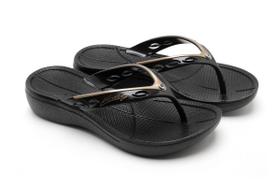 Chinelo Feminino Com Strass Salto Anabela Anatômico Leve Macio