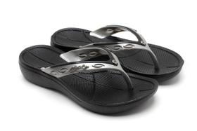 Chinelo Feminino Com Strass Salto Anabela Anatômico Leve Macio