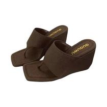 Chinelo Feminino Coreano Com Salto Anabela Fino E Dedo Aberto Sandália Fresca Para Primavera E