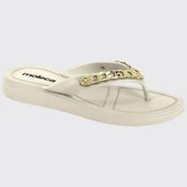 Chinelo Feminino Corrente Dourado Conforto Moleca 5548.102.22669