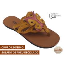 Chinelo Feminino Couro Legítimo Solado Antiderrapante REF17