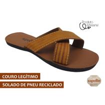 Chinelo Feminino Couro Legítimo Solado Antiderrapante REF22