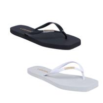 chinelo feminino de dedo casual bico quadrado KIT 2 PARES confortavel 33 ao 40