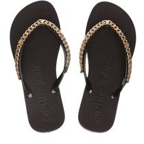 Chinelo Feminino de Dedo Casual Dia a Dia Praia Passeio com Aplique de Corrente J-Soft Petite Jolie Pj7122