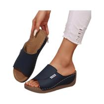 Chinelo Feminino De Verão Com Plataforma Macia E Bico Aberto, Salto Médio Leve, Casual Para Praia