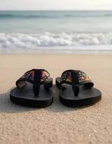 Chinelo Feminino DuRio Búzios Estampado Colorido Macio Leve Vegano Secagem Rápida Praia Dia a Dia