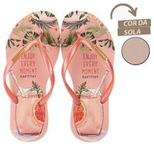 Chinelo Feminino Enjoy Every Moment - Rafitthy - Rosê e Off White