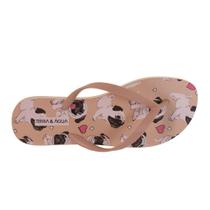 Chinelo Feminino Estampa Cachorro Pug de Dedo Terra e Água