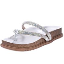 Chinelo Feminino Flat Strass Conforto Metalizado Beira Rio
