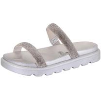Chinelo Feminino Flataform Tratorado Strass Brilho Vizzano