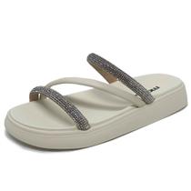Chinelo Feminino Flatform Strass Moderna Casual Moleca