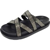 Chinelo Feminino Flatform Tiras Strass Conforto Cacci