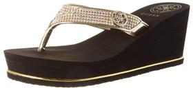 Chinelo feminino GUESS Sarraly, dourado, tamanho 7, EUA